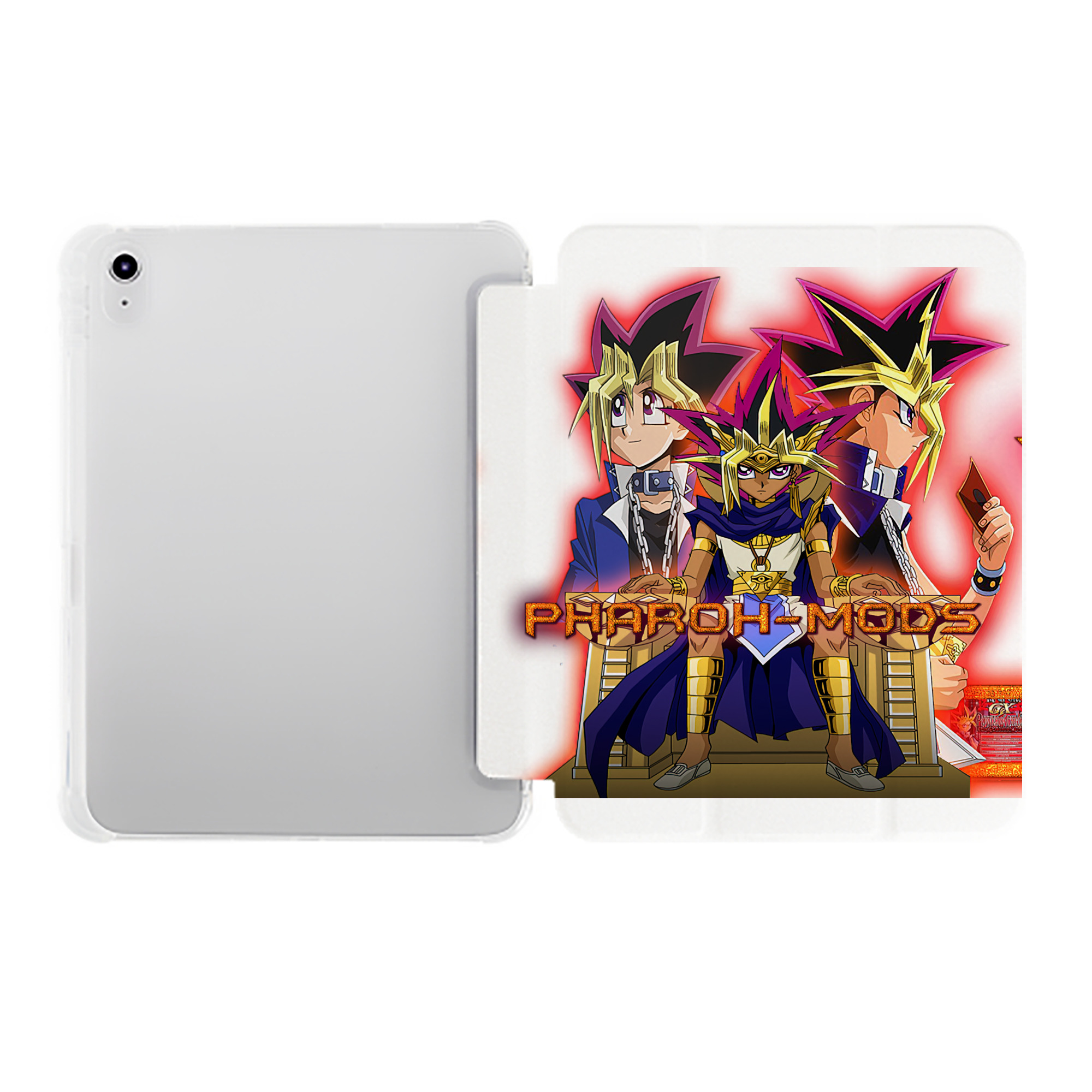 （画像用） 遊☆戯☆王 Yu-Gi-Oh! IPad ケース ペン収納付き 三つ折りスタンド PUレザー×シリコン 対応機種9.5/10.5/10.9インチ